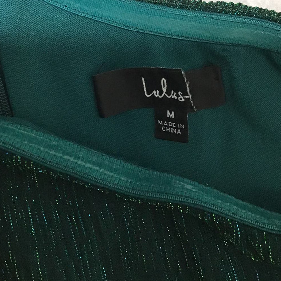 LULU'S M Shiny Teal Green Glamorous Glitz One-Shoulder Neck Maxi Dress NEW B97 - Picture 5 of 8